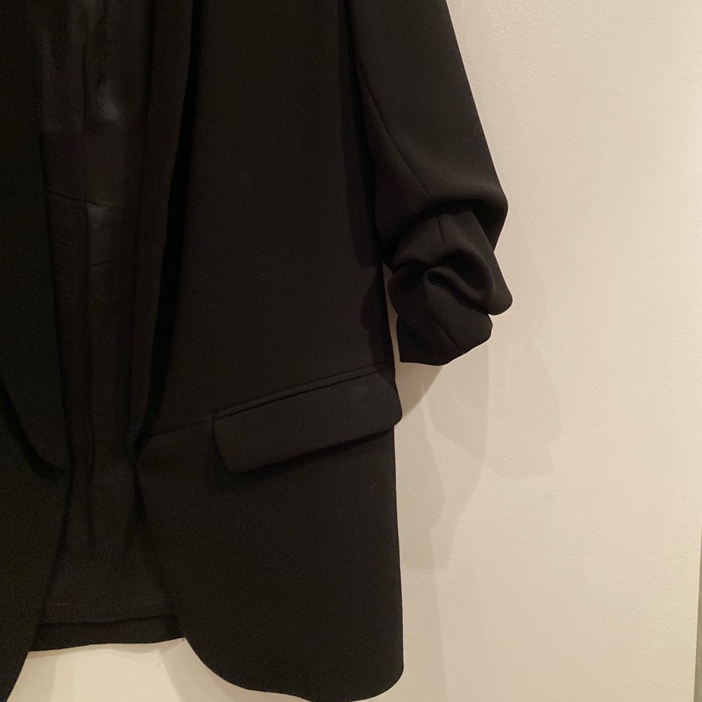 Zara Black Open Front Cinched 3/4 Sleeve Blazer - Picture 16 of 16